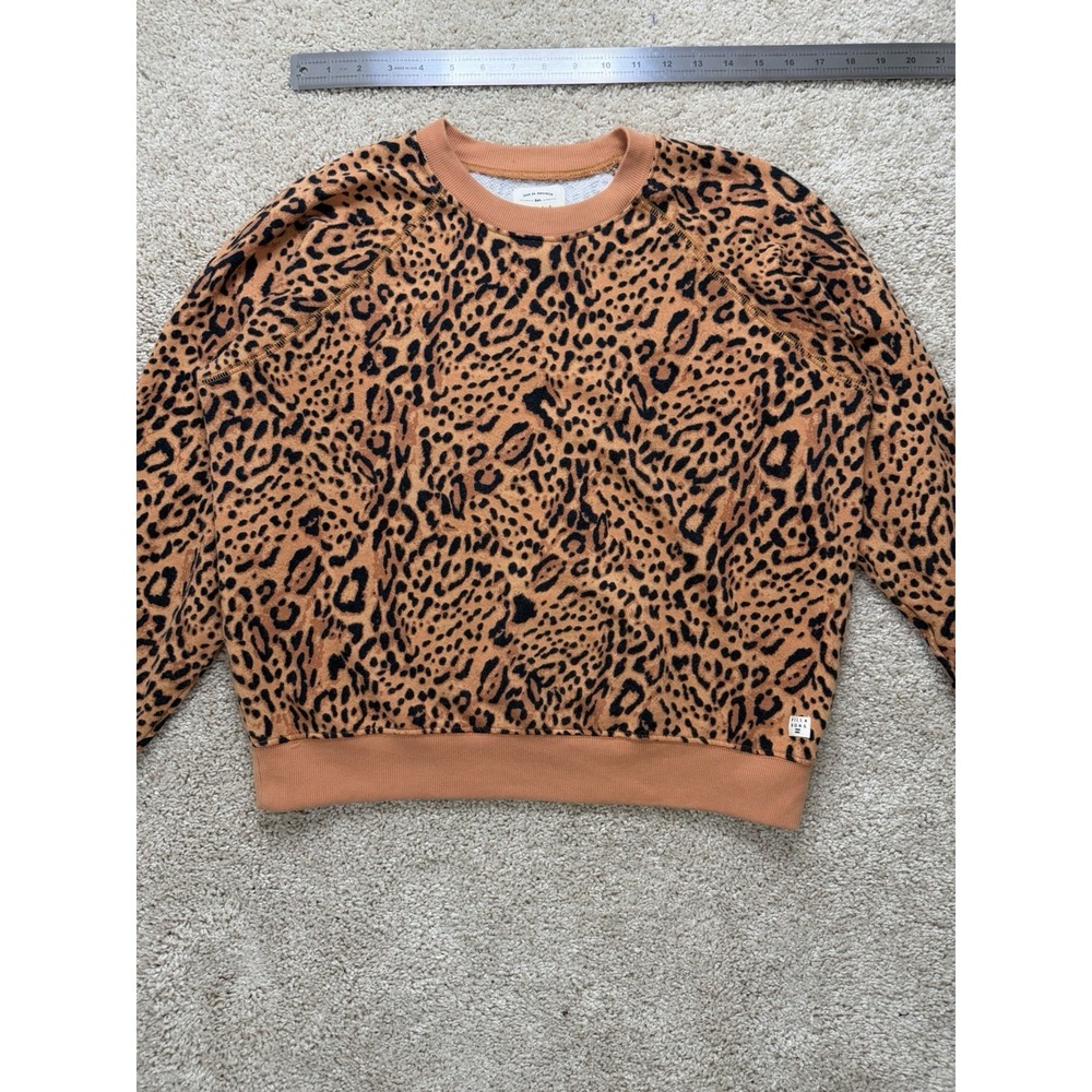 Billabong Sun Shrunk Cheetah‎ Leopard Print Raglan Crewneck Sweatshirt Size Med - Picture 10 of 16